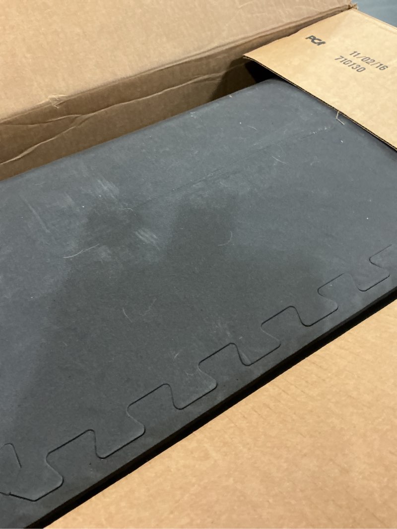 Condition photo showing As Is for ProsourceFit Puzzle Exercise Mat ½ in, EVA Interlocking Foam Floor Tiles for Home Gym, Mat for Home Workout Equipment, Floor Padding for Kids, Black, 24 in x 24 in x ½ in, 24 Sq Ft - 6 Tiles Black - 1/2 Inch - 24 Sq Ft - 6 Tiles