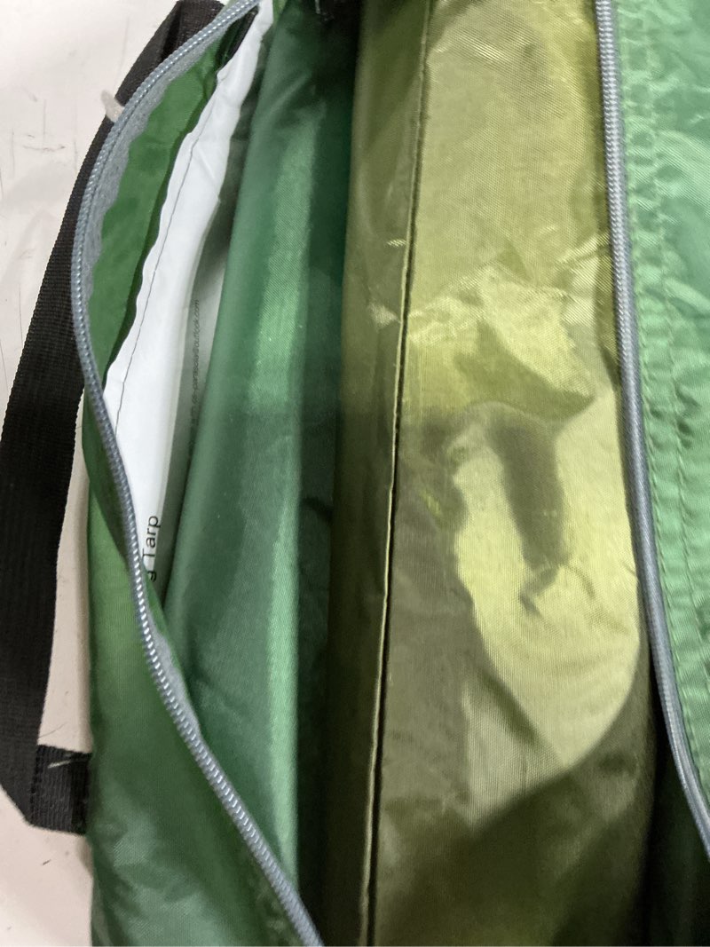Condition photo showing Good Condition for bessport camping tarp, 16×9.8ft with 2 poles, lightweight car awning sunshade, portable multifunctional backpacking, pu 3000mm waterproof rain fly hammock tarp for outdoor,traveling, hilking green