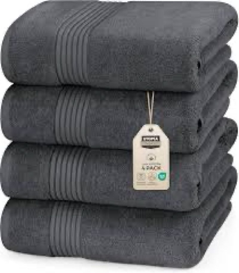 X0027J5S4B Utopia Towels 500 GSM Bath Towels - 4 Pack - 27 x 54 Inches - GREY New
