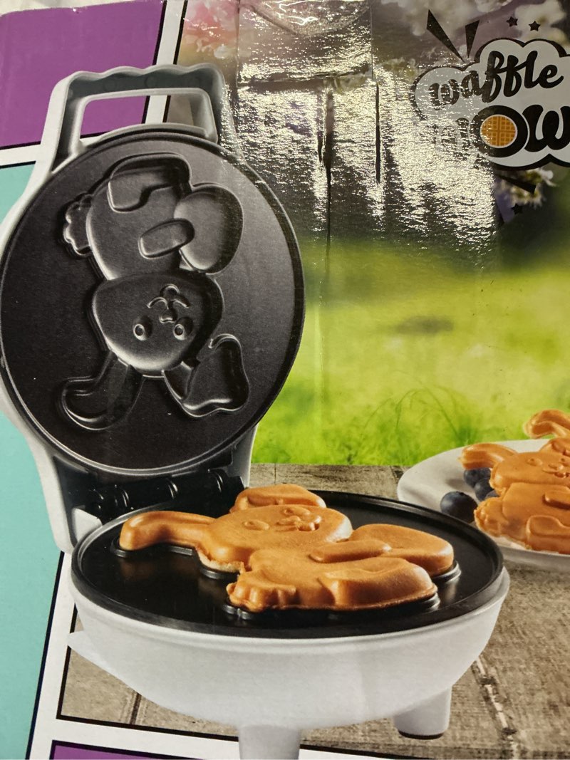 Easter Bunny Mini Waffle Maker- Make Holiday Breakfast Special for Kids & Adults w Cute Animal Waffl