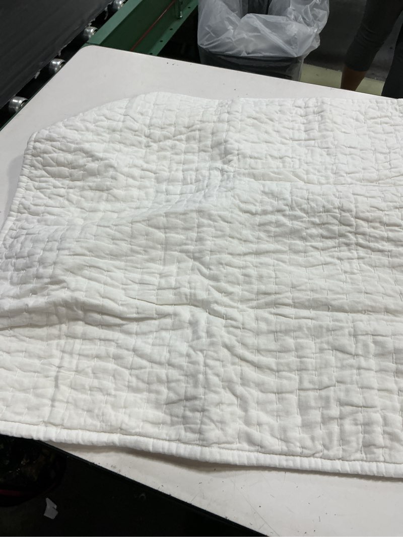 Condition photo showing New/Like New for quince 26”x26” stiched quilt sham white