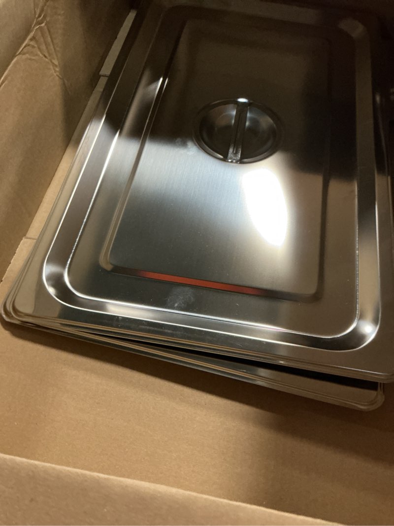 Condition photo showing Good Condition for qwork full size stainless steel steam table pan cover with handle - set of 2, durable lid for steam pans