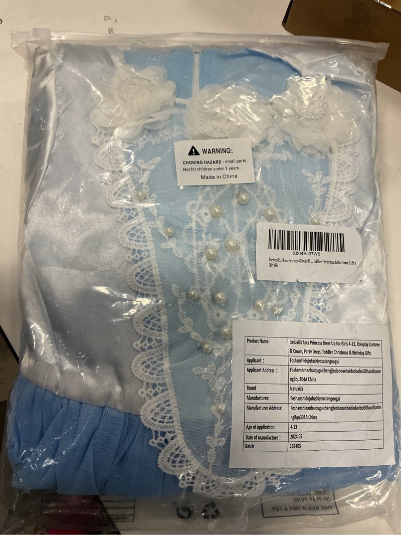 Condition photo showing New/Like New for Princess Costumes Fancy Party Birthday,Christmas Dress Up for Little Girls with Accessories 4-5 Years Blue-85 With Accessories