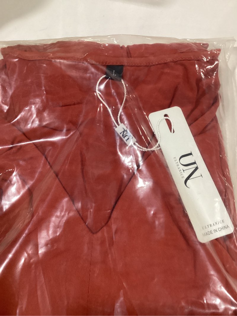 Condition photo showing As Is for ULTRANICE Women's Fall Casual Long Sleeve Dresses V Neck Swing Midi Dress with Pockets Long Sleeve Large Long Sleeve- Red E