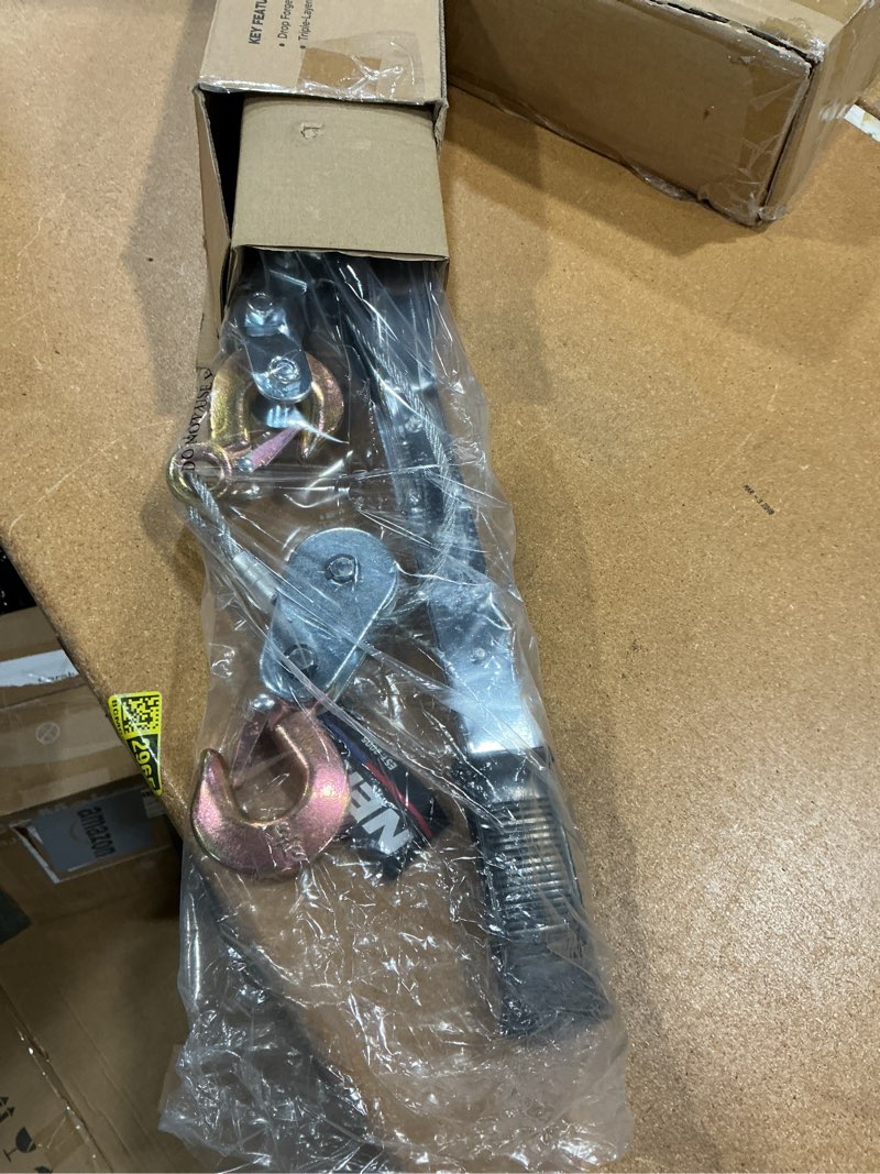 Condition photo showing Good Condition for neiko 02256a come along winch, 5-ton (10,000 lbs) pulling capacity, 10ft, 3 hook, heavy duty power cable come along tool with dual gears, hand winch cable, automotive hoist winch puller, recovery gear