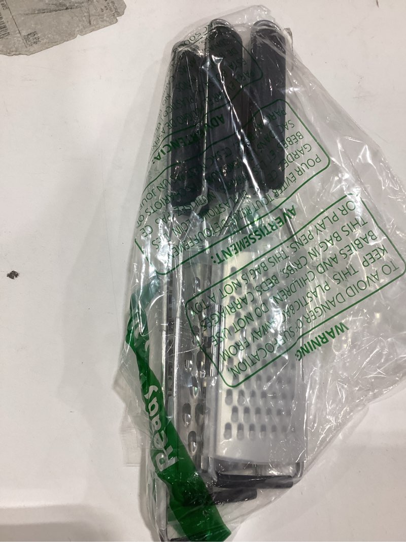 Condition photo showing Good Condition for Cambom Lemon Zester Grater Three-piece Suit - Heavy Duty Kitchen Tool for Parmesan Cheese, Ginger, Garlic, Nutmeg, Chocolate, Vegetables?Fruits?Stainless Steel Grater Dishwasher Safe Black Set of 3 combination Black