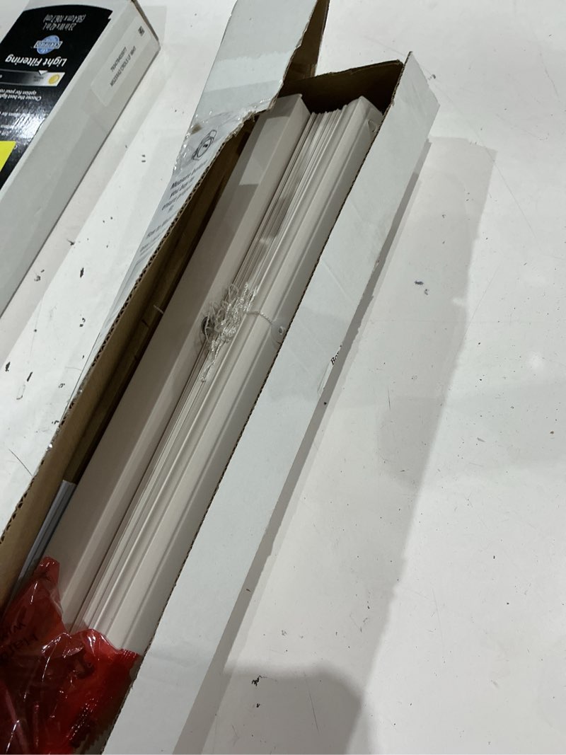 Condition photo showing Good Condition for mainstays 1" cordless vinyl light filtering mini blinds, white, 23" w x 42" l