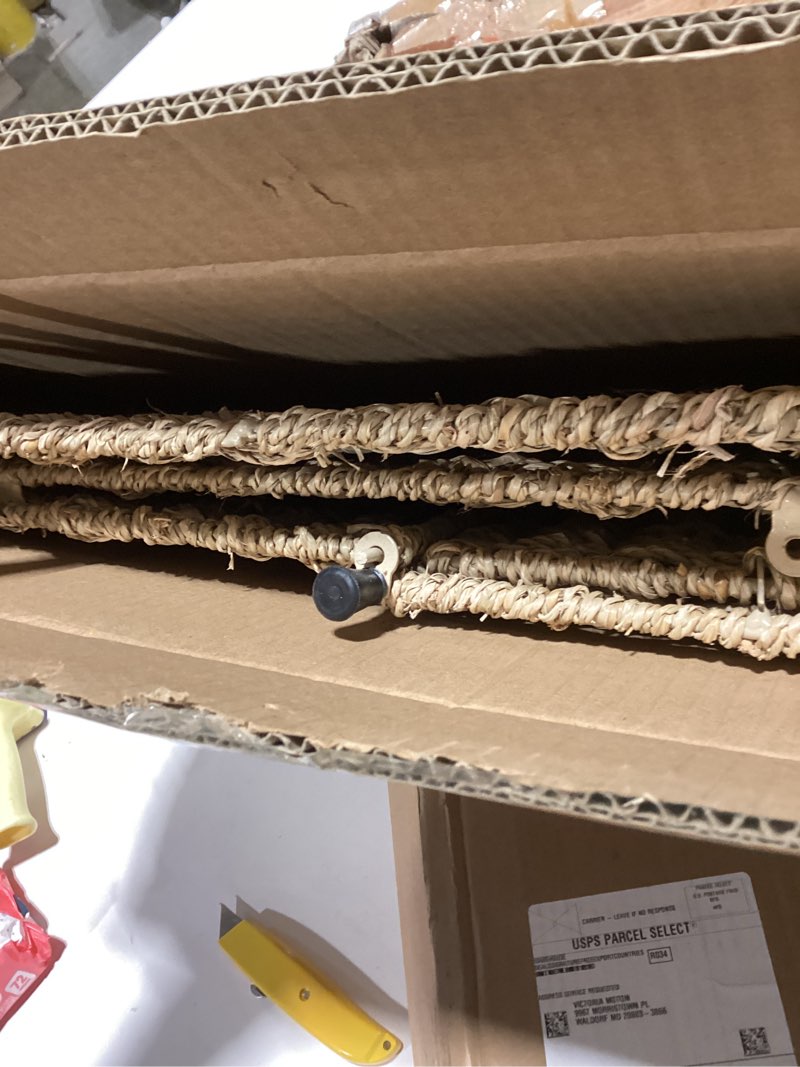 Condition photo showing Good Condition for Household Essentials Wicker Chest, Decorative Seagrass Storage Chest for Home Organization, Natural Light Brown 19.5 inches