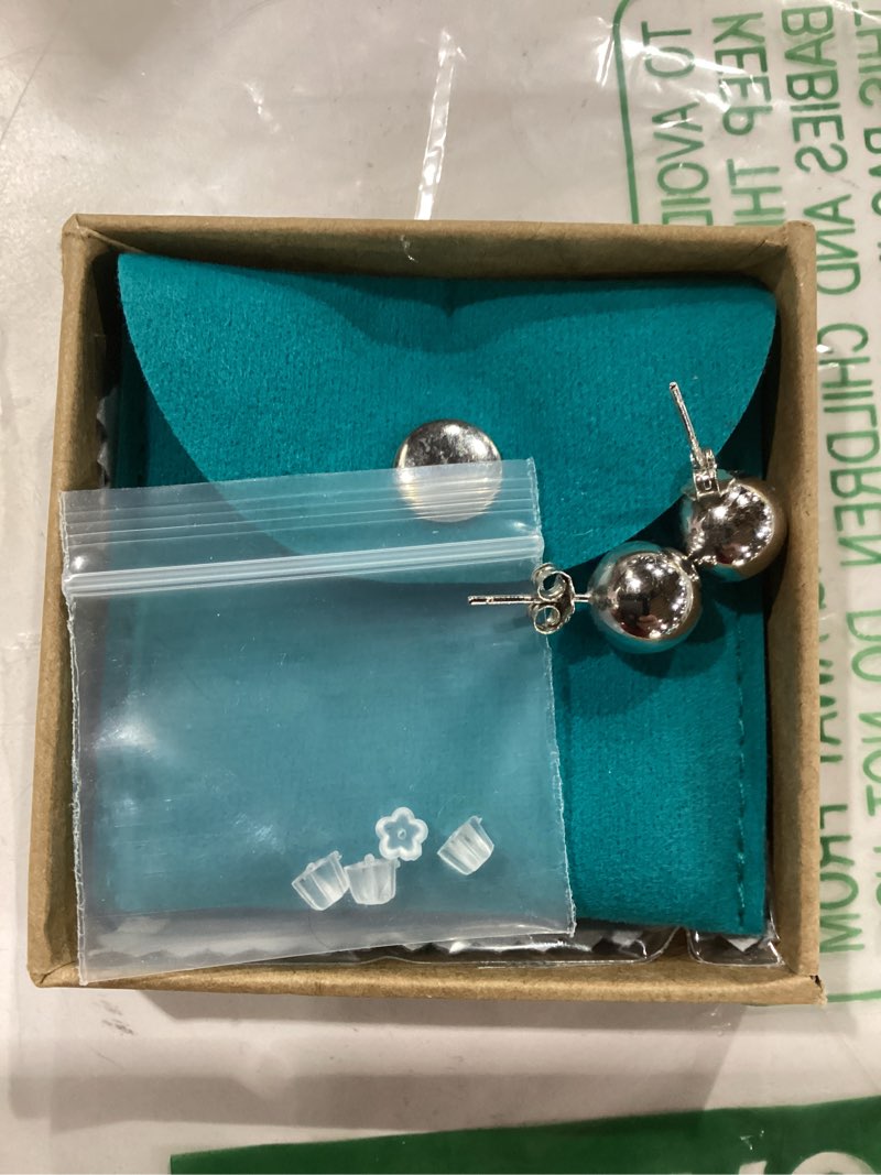 Condition photo showing New/Like New for 18K White Gold Plated Sterling Silver Ball Stud Earrings 3mm-10mm Options, Simple Polished Ball Studs Hypoallergenic Jewelry