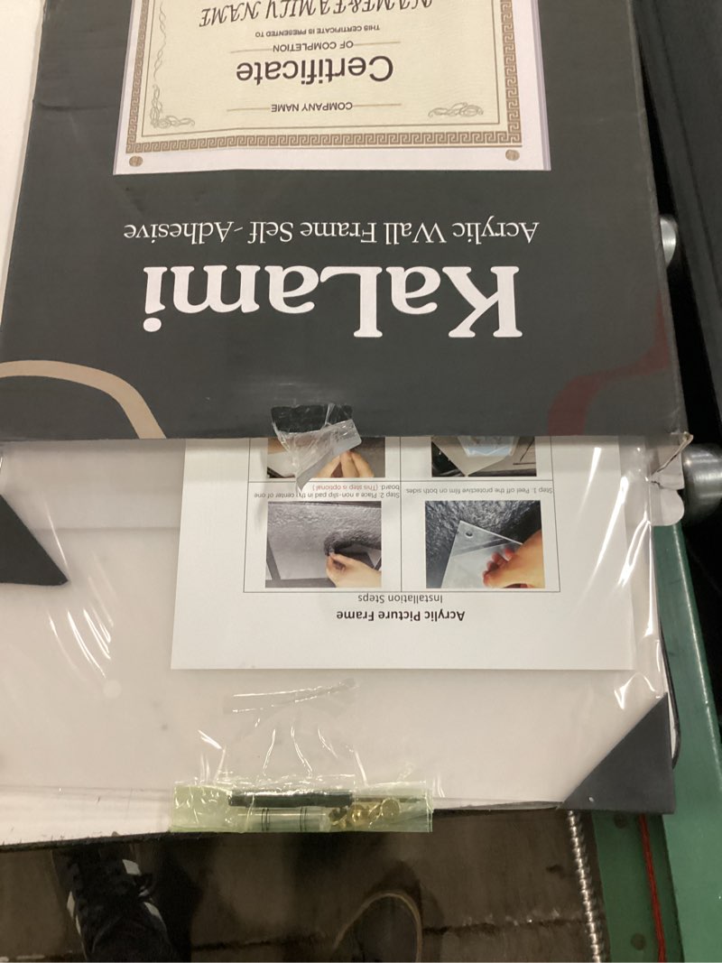 Condition photo showing New/Like New for kalami 11x14 acrylic wall mount picture frame self adhesive, no drill holes floating frameless clear photo frame for diploma certificate degree document display gallery wall-full frame is 12x15 1 11 x 14 in