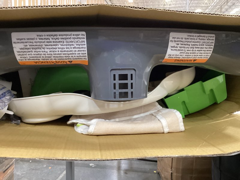 Condition photo showing As Is for storkcraft 3-in-1 activity walker and rocker with jumping board and feeding tray, interactive walker with toy tray and jumping board for toddlers and infants, green green walkers