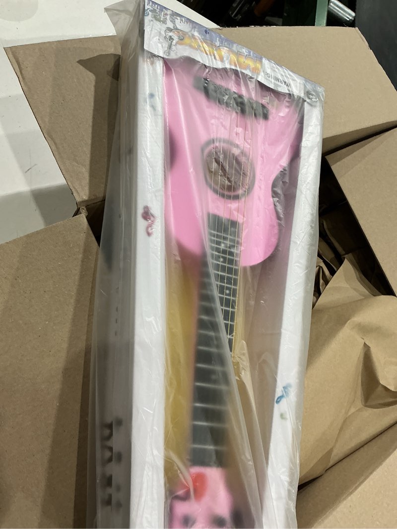 Condition photo showing Good Condition for 23" acoustic guitar, kids 6 string toy guitar - realistic steel strings - beginner practice first musical instrument for children, toddlers (pink)