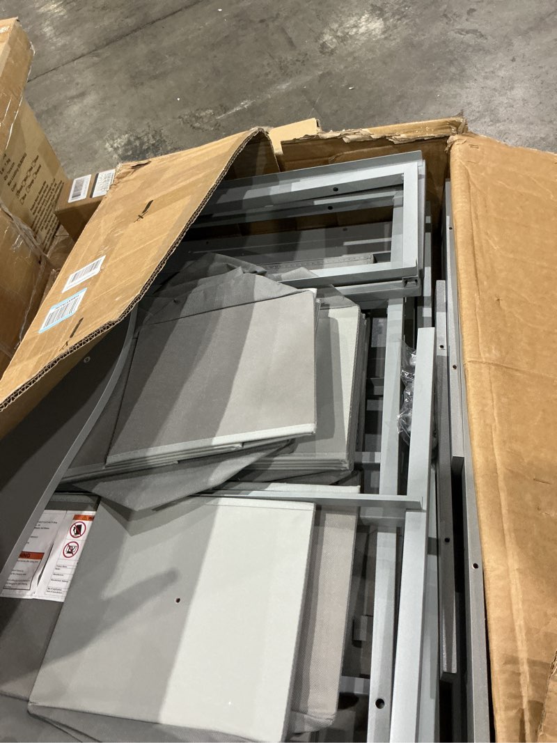 Condition photo showing As Is for boluo changing table dresser with storage, baby dresser with changing table top diaper changing station with 7 fabric drawers for nursery modern gray