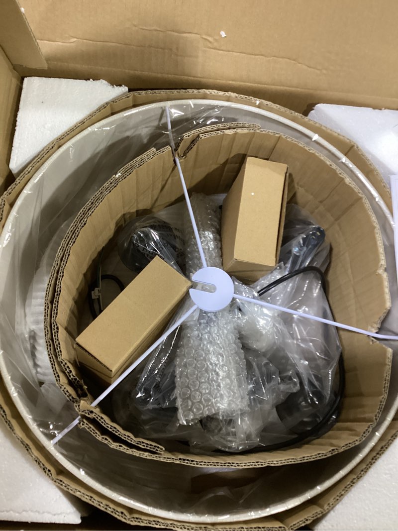 Condition photo showing New/Like New for modern drum chandelier light fixture 4-light black drum chandelier with linen shade 17.75" chandelier for dining room, living room, bedroom,kitchen island, e12 beige+black