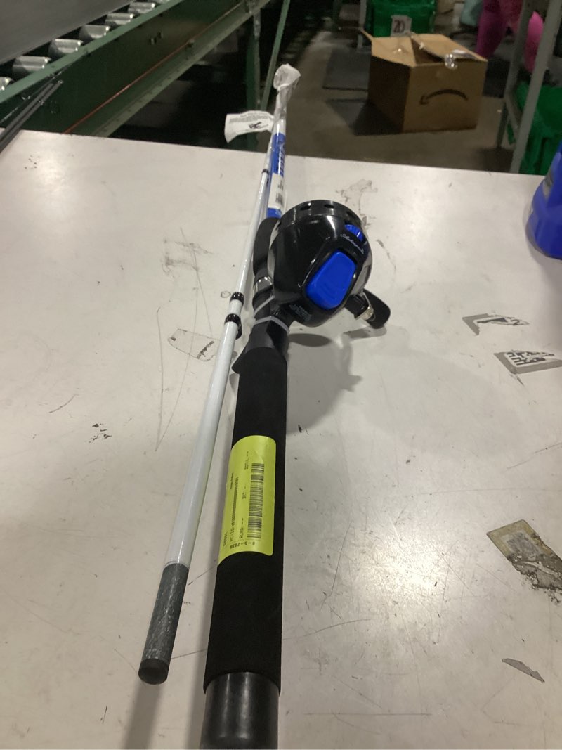 Condition photo showing As Is for shakespeare tiger spincast combo, 6'6" medium heavy fishing rod, 15 size reel