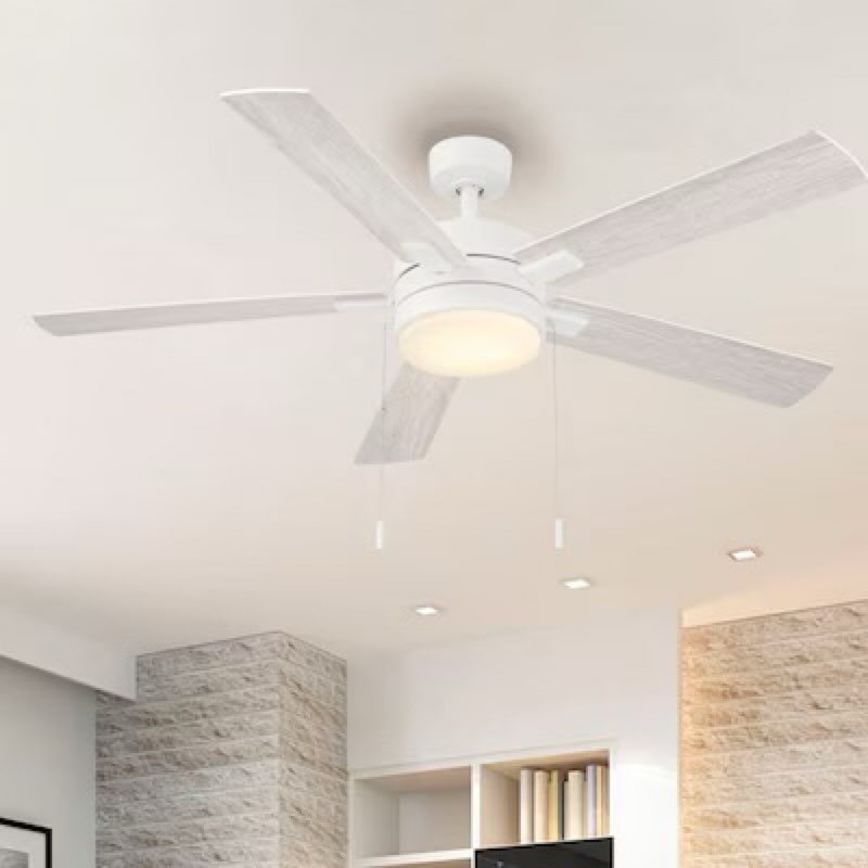 harbor breeze ollington 52-in matte white with white/white oak blades