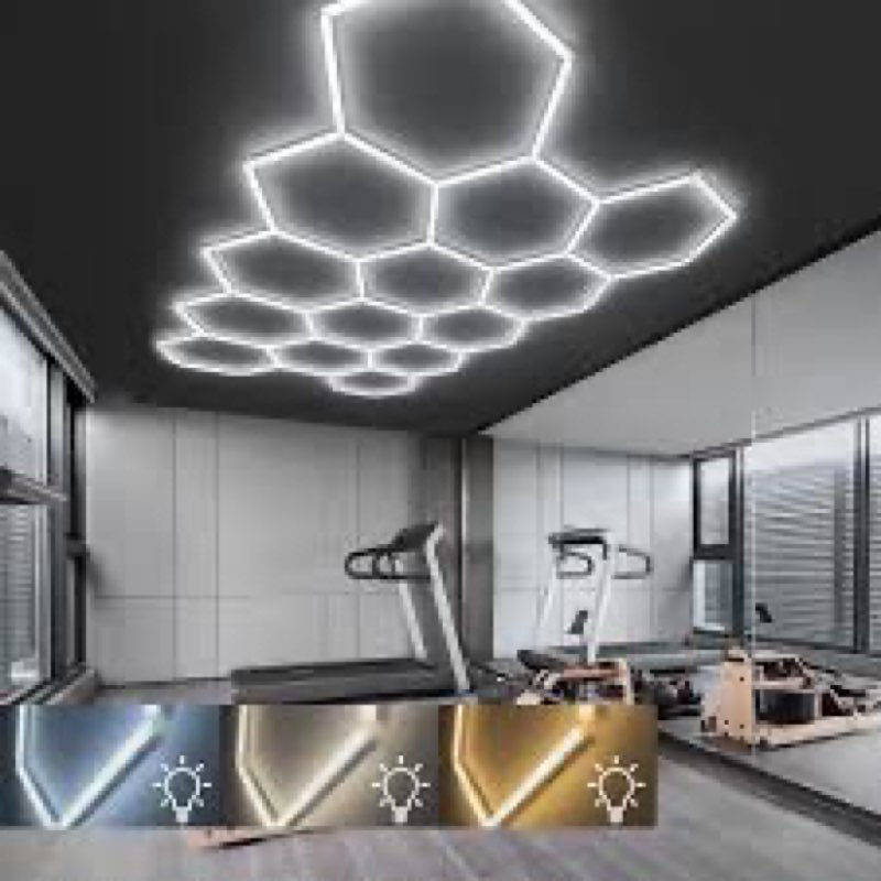 hexagon garage lights: 3 colors 3000k 4000k 6500k honeycomb hexagon led lights super bright car deta