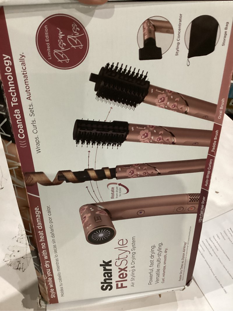 Condition photo showing As Is for Shark FlexStyle Air Styling & Drying System, Powerful Hair Dryer Brush & Multi-Styler with Auto-Wrap Curlers, Concentrator Attachment and Storage Bag, Blossom Bliss, HD432RS