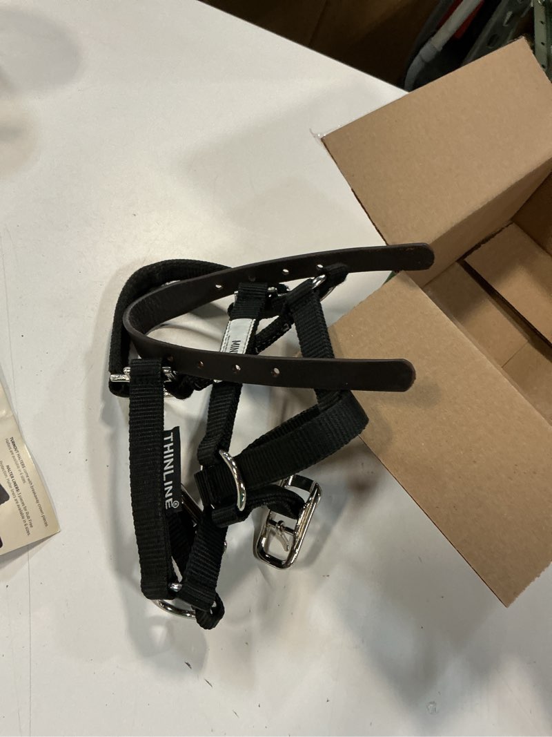 Condition photo showing As Is for thinline turnout halter for use with grazing muzzle | horse equine safe comfortable adjustable breakaway halter - size options small pony