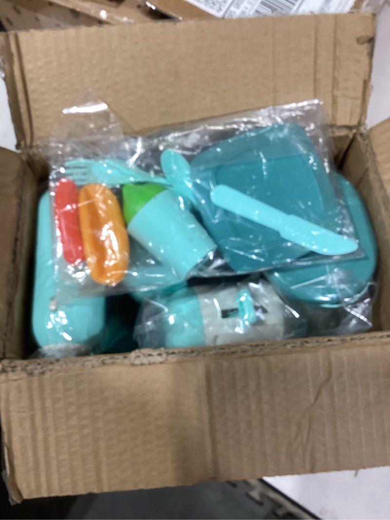 Condition photo showing Good Condition for Kids Play Kitchen Accessories, Pretend Play Kitchen Appliance Toy Set with Coffee Maker, Toaster, Blender, Mixer, Kitchen Toys with Light & Sound, Play Kitchen Sets for Kids Ages 3 4 5 6 green 2