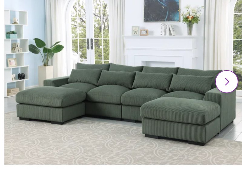 (incomplete only 1 box ) 2-seater corduroy sofa Upholstery Color: Green