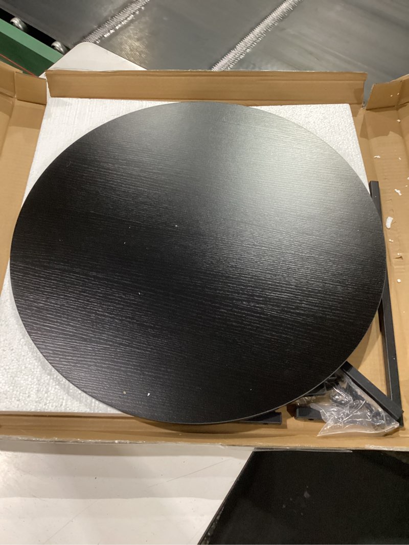 Condition photo showing New/Like New for round coffee table, 23.6" small coffee tables for living room, circle coffee table with metal frame, floor table desk for sitting on the floor, home, office, grey grey 1t