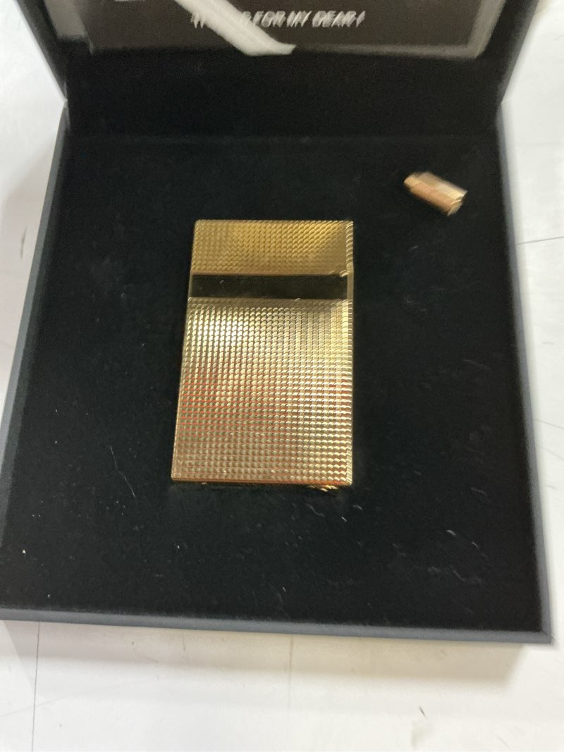 Condition photo showing As Is for classic ligne 2 style lighter – iconic “ping” sound, clous de paris brass lighter, adjustable soft flame, luxury gift for men who appreciate craftsmanship (gold1) gold single flame