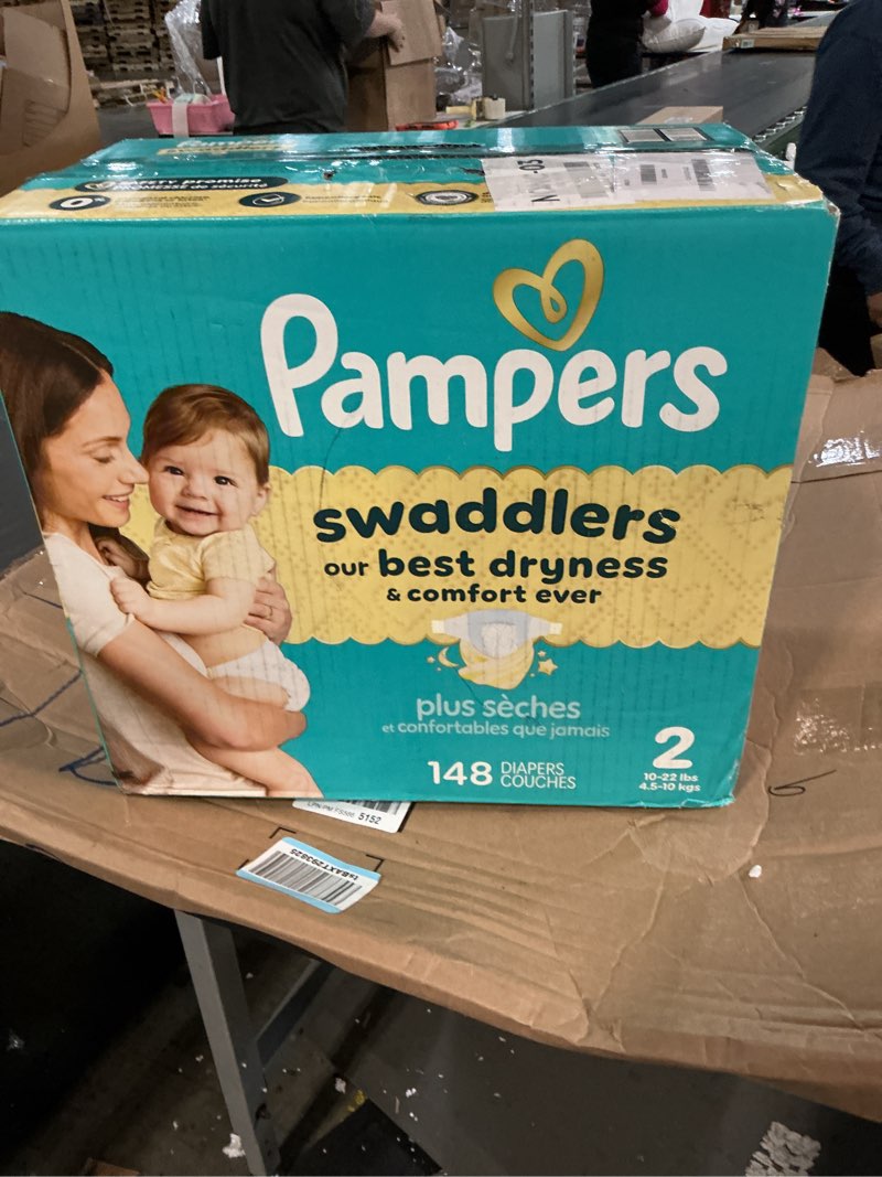 Condition photo showing New/Like New for Pampers Swaddlers Diapers, Size 2 (10-22 lbs), 148 Count, Absorbent, Keeps Baby Dry and Comfortable, Skin Safe Disposable Baby Diaper Size 2 148