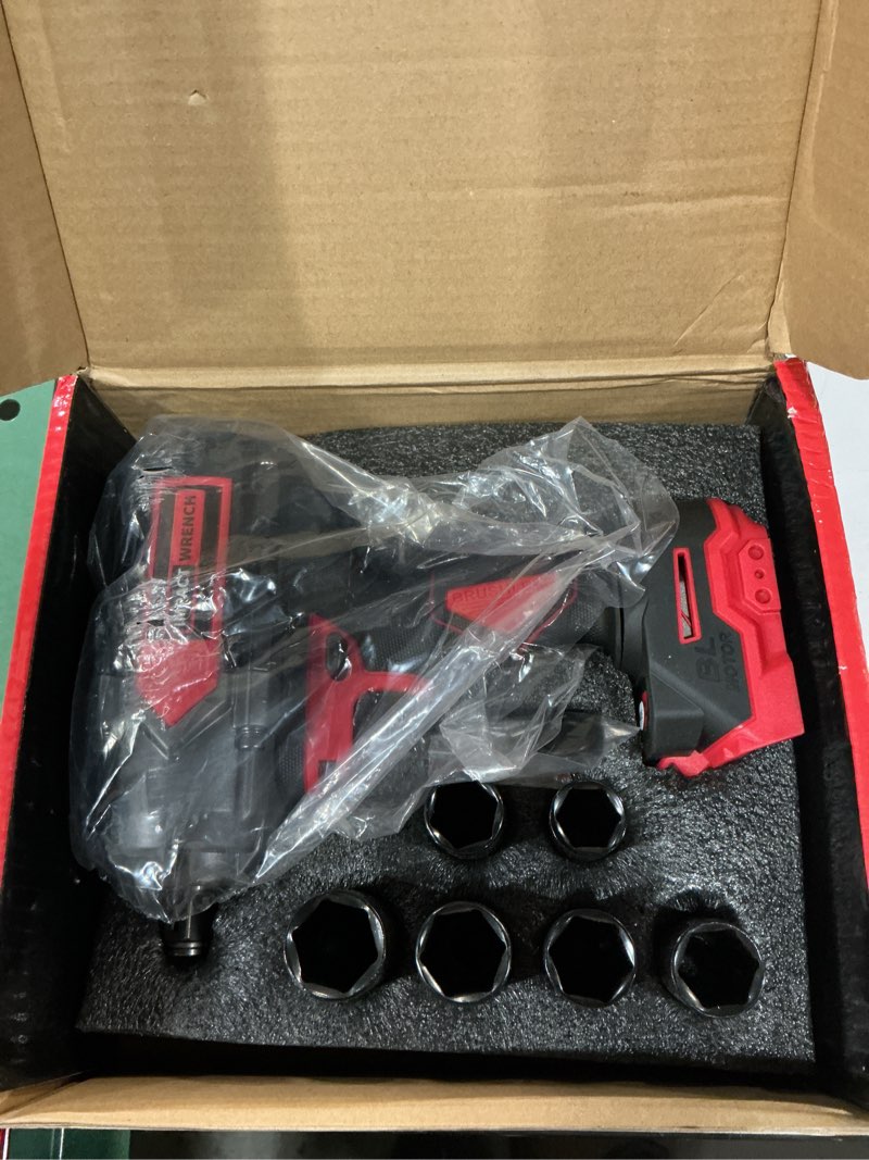 Condition photo showing Good Condition for vervewave 1200n.m impact wrench for milwaukee 18v battery (no battery), 1/2” cordless impact gun, 900ft-lbs electric impact driver with 3-speed control, 6 pcs impact sockets included, tool only