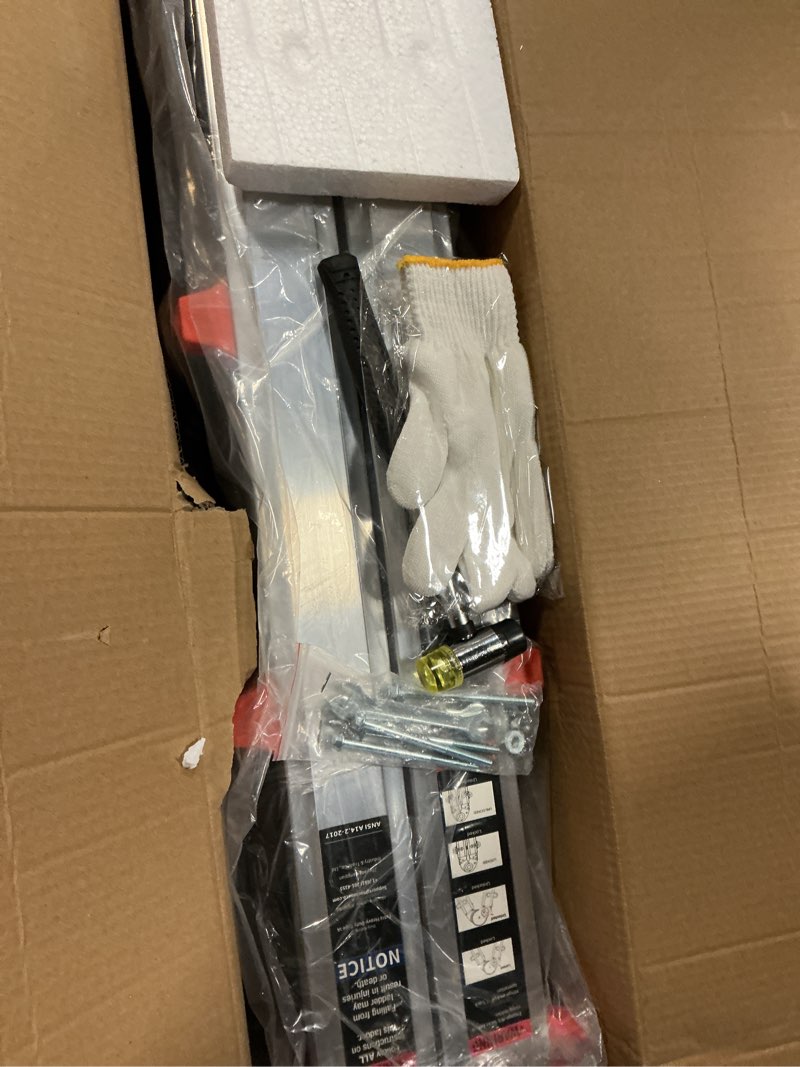 Condition photo showing Good Condition for Soctone Ladder, A Frame 4 Step Extension Ladder, 14.5 Ft with Multi Position & Removable Tool Tray with Stabilizer Bar, 330 lbs Weight Rating Telescoping La dder for Household or Outdoor Work