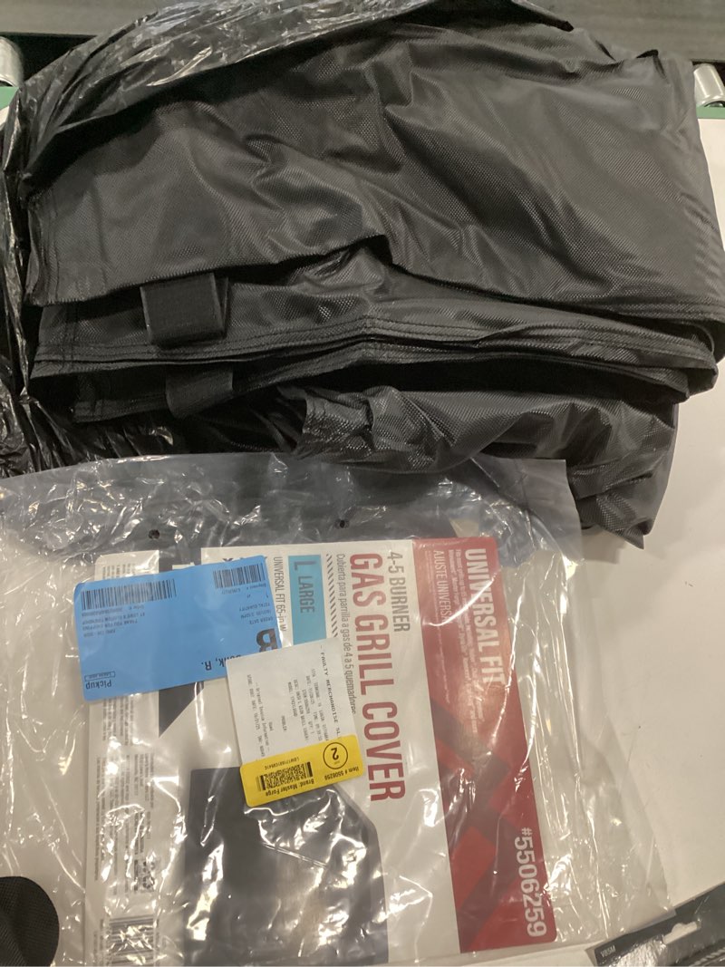 Condition photo showing As Is for Universal fit 4-5 Burner  gas grill cover