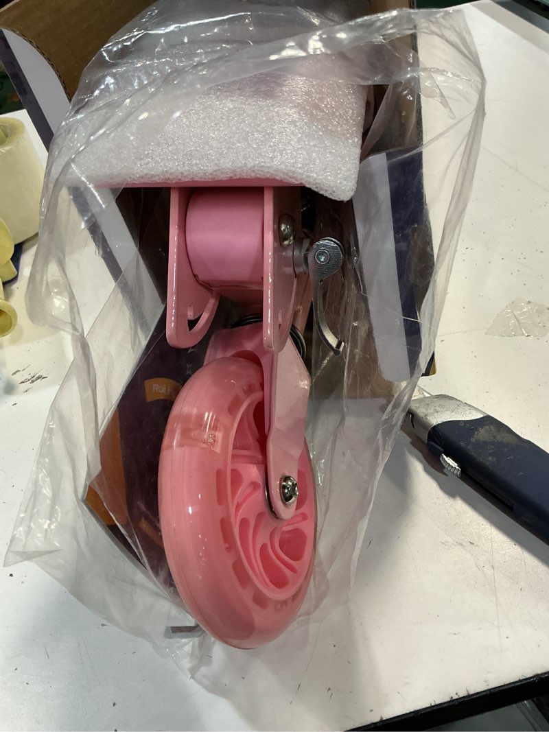 Condition photo showing New/Like New for nattork scooter for kids ages 3-8 – kick kids scooters for girls & boys light up wheels portable lightweight folding design with reducing system and adjustable height handlebars and up to 110 lbs pink rainbow