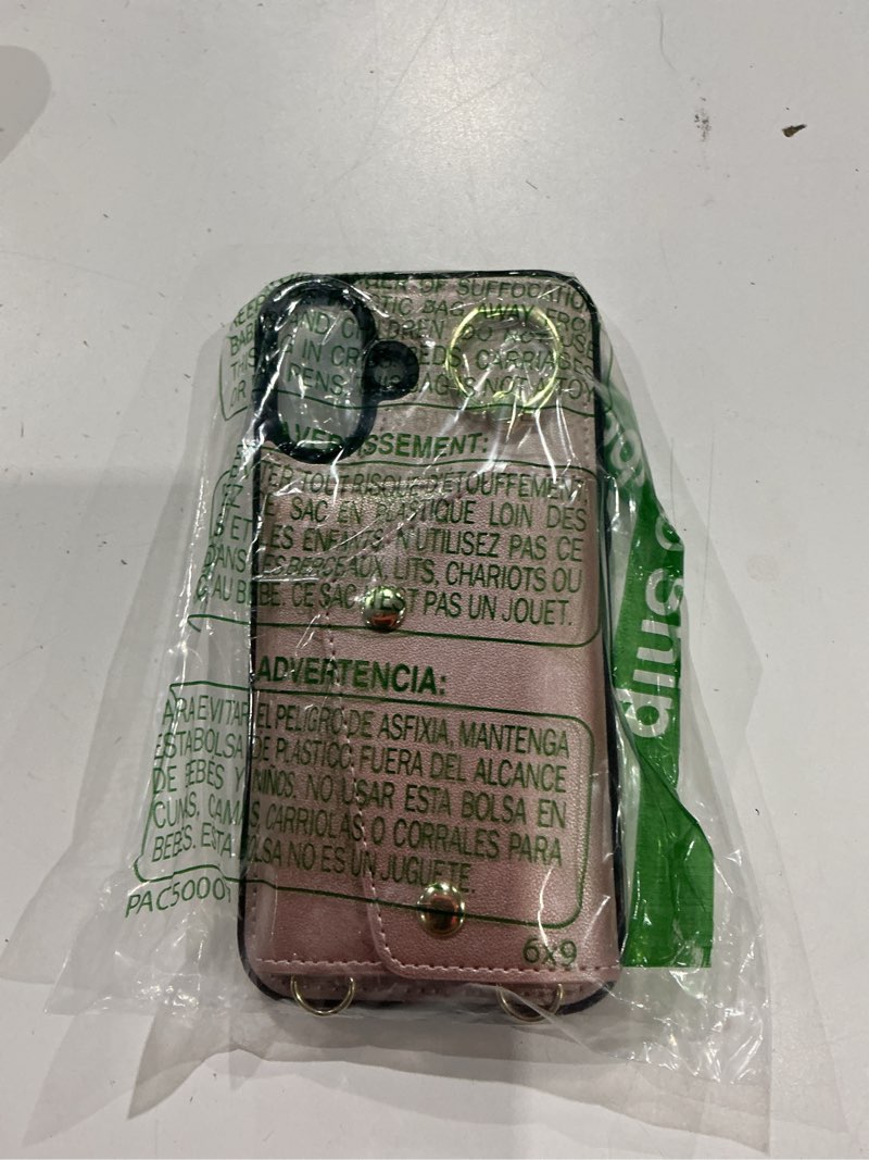 Condition photo showing Good Condition for iphone 16 plus case for women, crossbody wallet case with card slot, lanyard wrist strap, shockproof kickstand, rose gold rose gold iphone 16 plus