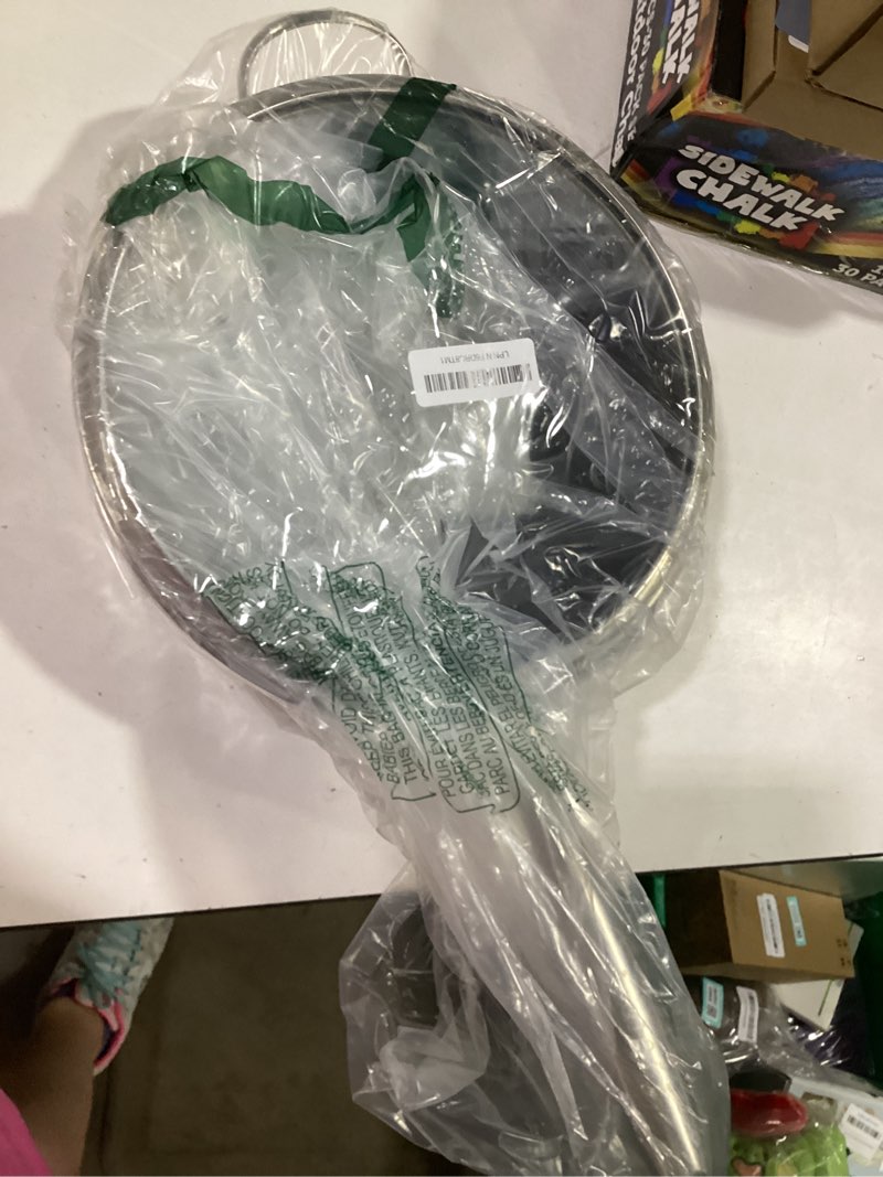 Condition photo showing As Is for inqibee 5 qt hybrid nonstick saute pan with lid, long handle tri-ply stainless steel skillet, 12 inch deep frying pan, pfoa & pfos free, induction compatible, all cooktops, oven & dishwasher safe 5 qt with lid, 12 inch