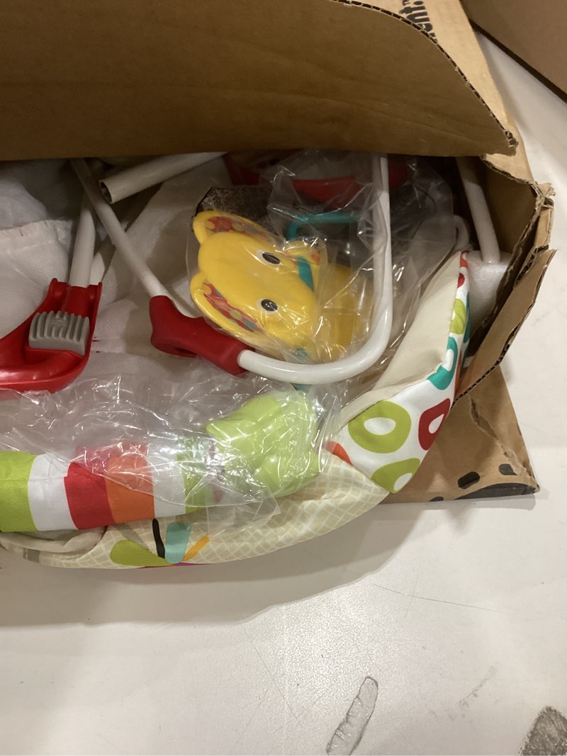 Condition photo showing As Is for bright starts portable baby bouncer soothing vibrations infant seat with removable-toy-bar, 0-6 months 6-20 lbs (playful pinwheels)