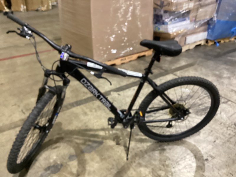 Condition photo showing As Is for ozark trail 27.5" mountain bike, small frame, fits riders 5'0" - 5'6", black, adult, unisex