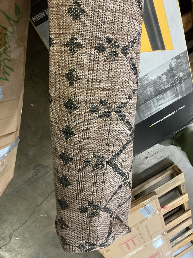Condition photo showing As Is for jonathan y moroccan geometric indoor outdoor area rug 8x10 natural/black, ourika textured weave for backyard, patio, porch, easy-cleaning, high traffic, pet-friendly, non-shedding (smb108d-8) natural/black 7'9" x 10' (rectangular)