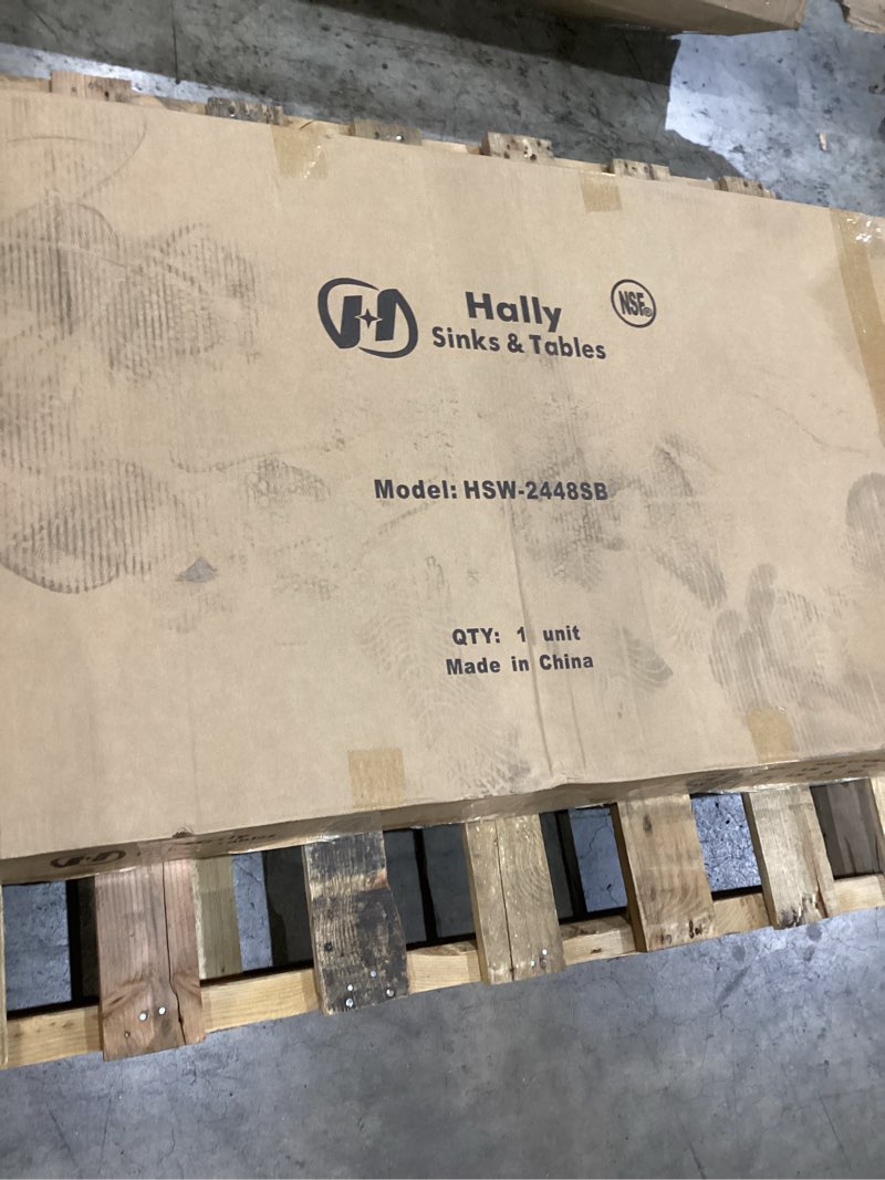 Condition photo showing Good Condition for Hally Stainless Steel Table for Prep & Work 24 x 48 Inches, NSF Commercial Heavy Duty Table with Undershelf and Backsplash for Restaurant, Home and Hotel 24''x48''