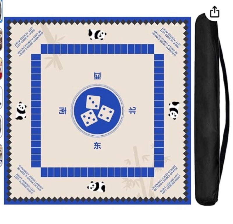 31.5 inch mahjong mat for table, panda bamboo chinese style non-slip & noise reduction gaming mat pe
