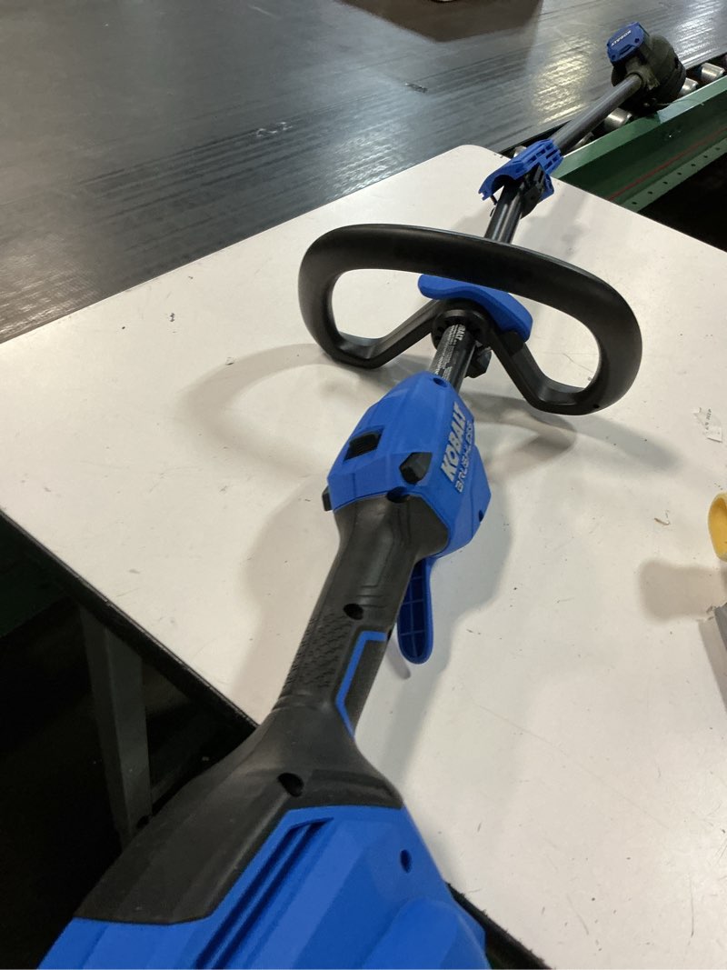 Condition photo showing As Is for kobalt gen4 40-volt 15-in straight shaft attachment capable battery string trimmer