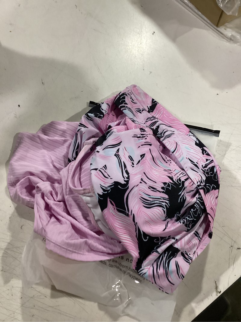 Condition photo showing Good Condition for modlily surplice tankini swimsuits for women, two piece print bathing suit, modest coverage tank top with board shorts x-large light pink