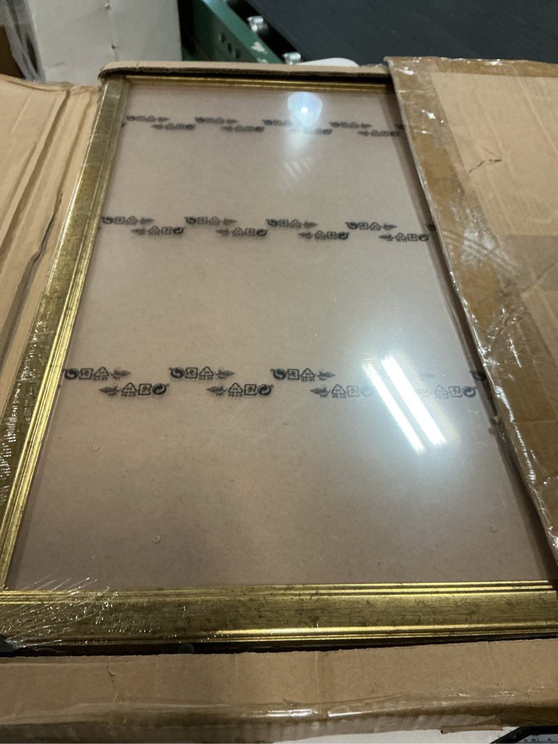 Condition photo showing New/Like New for wood 24x24 frame gold, ornate natural 24x24in poster picture frame, modern golden 24 x 24inch gallery wall photo frame with hd plexiglass, horizontal vertical wall mounting display 1pcs gold 24x24