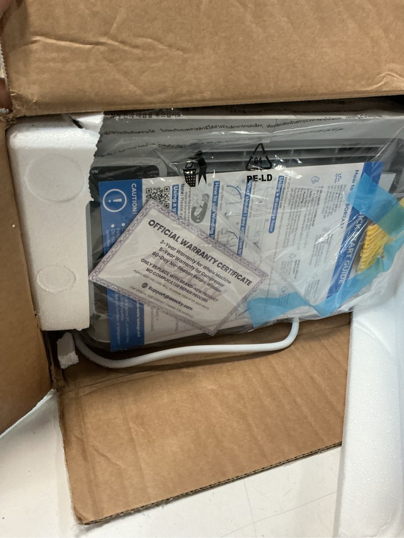 Condition photo showing Good Condition for 50 pint/day compressor dehumidifier, aeocky 3500sq.ft for basement, home, bedroom, bathroom, with drain hose, intelligent humidistat, quiet ivory