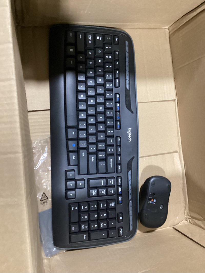 Condition photo showing Good Condition for Logitech MK335 Quiet Wireless Keyboard and Mouse Combo - Black/Silver Keyboard and Mouse Combo Wireless, Ambidextrous