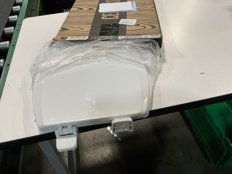 Condition photo showing Good Condition for centoco elongated toilet seat, heavy-duty wood core with plastic scratch-resistant finish, made in the usa, 900-001, white white standard elongated