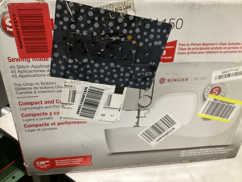 Condition photo showing New/Like New for SINGER M1150 Portable Sewing Machine White – Accessories Included | 16 Stitches, Top Drop-in Bobbin,