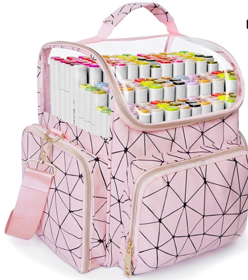 upgraded large organizer case, waterproof storage for markers & art supplies – perfect for daily school, art class, outdoor sketching or traveling, pink