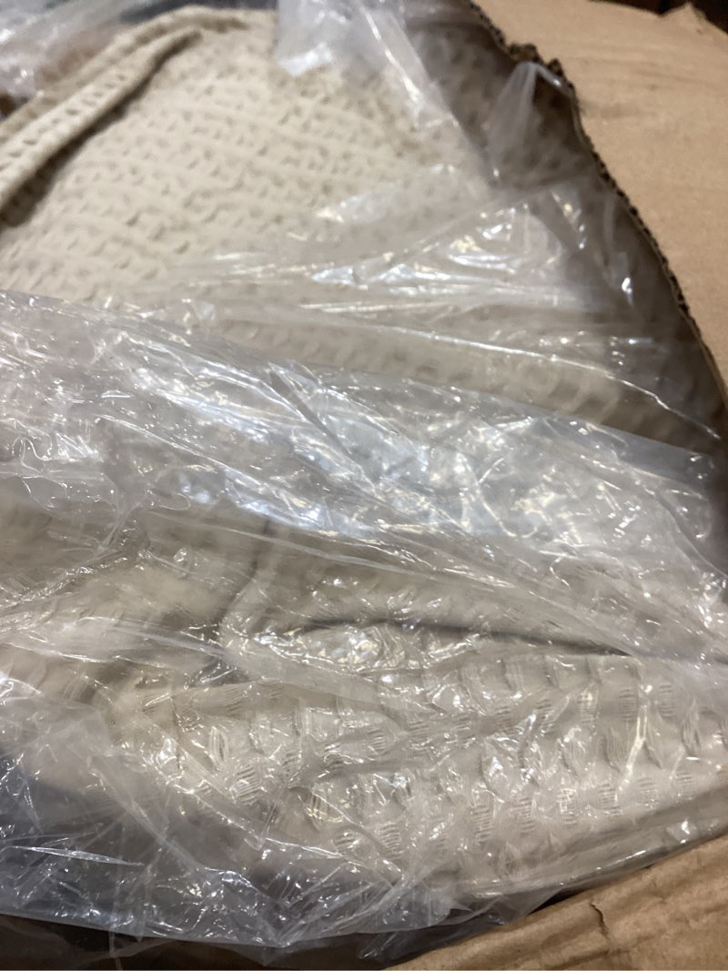 Condition photo showing Good Condition for levtex home cloud waffle full/queen comforter set (90x94in) with 2 pillow shams (26x20in) - solid waffle cotton texture - taupe - 100% cotton full/queen size comforter set - soft, pre-washed full/queen comforter taupe