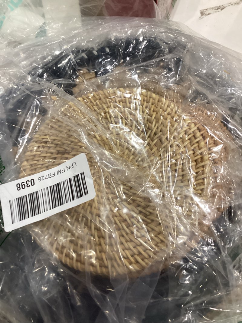 Condition photo showing Good Condition for 11 Pcs Boho Hanging Wall Basket Decor Handmade Woven Basket Wall Decorative Boho Wicker Baskets Placemats Round Farmhouse Bulrush Art for Rustic Home Decorations Christmas Gift(Stylish) 1 Stylish