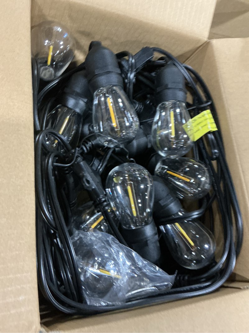 Condition photo showing Good Condition for addlon led outdoor string lights 48ft with edison vintage shatterproof bulbs and commercial grade weatherproof strand - etl listed decorative lights for patio garden black 48ft